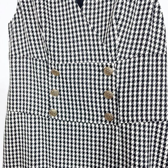 Rachel Zoe Dress Women 4 Houndstooth Double Breasted Sleeveless gold buttons New - Picture 7 of 8